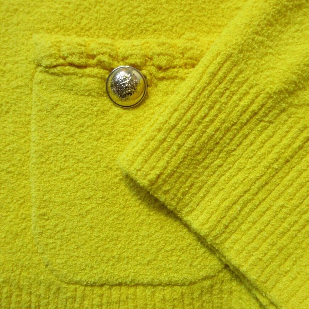 NWT J.Crew Odette Sweater Lady Jacket in Yellow Cotton-blend Boucle Cardigan XL